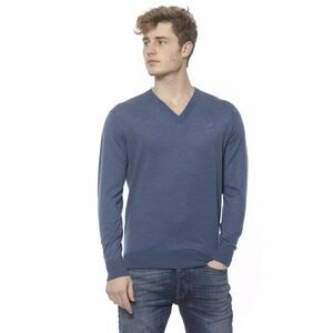 Billionaire Italian Couture VNeck Merino Wool Sweater Men Blue Sweaters